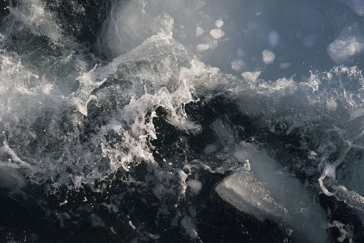 Pack ice drifting on Maine coastal water